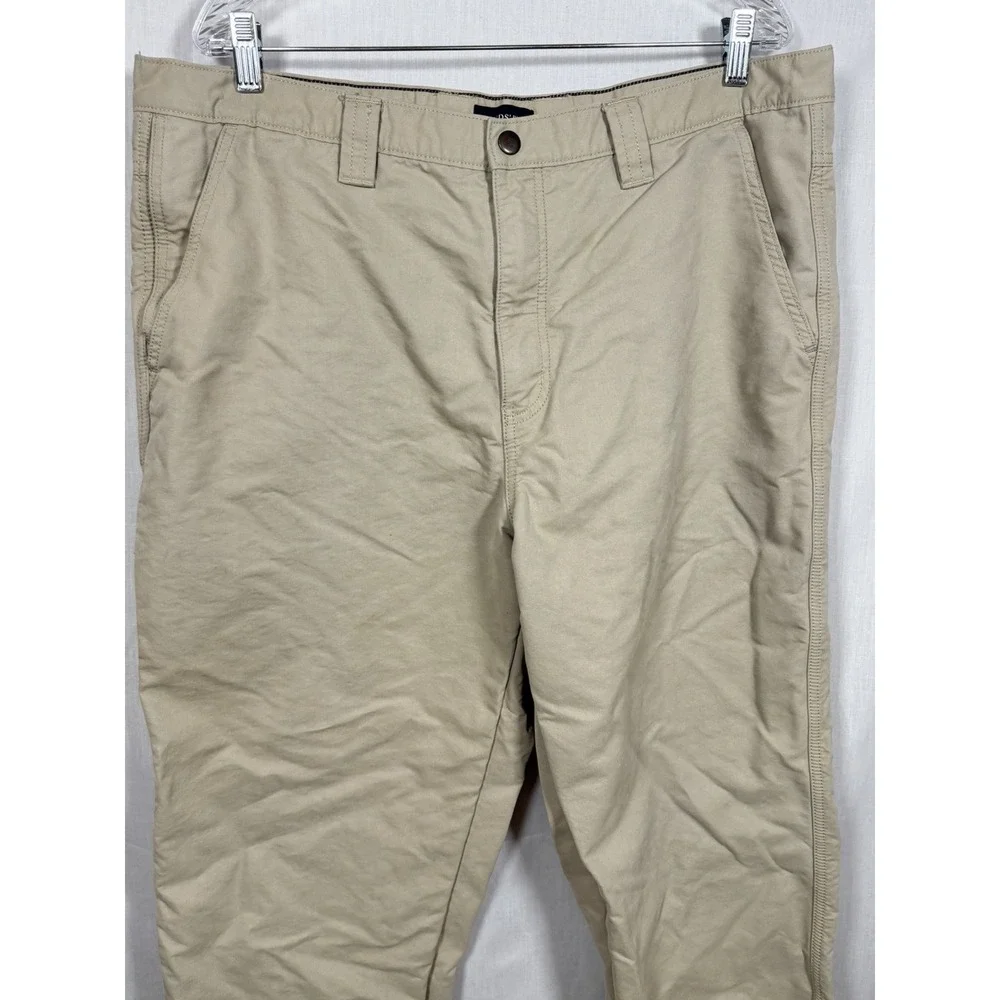 Lands' End Men's‎ Khaki Lined Pants Size 40 Flannel Plaid Winter Cotton